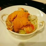 蓬左茶寮 - 鱧 車海老のアヒージョ 北海道厚岸