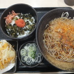 ゆで太郎 - 朝そば(高菜ご飯)360円(2019.6.19)クーポンでかき揚げ無料(2019.6.19)