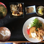 家庭料理菊正 - アジフライとから揚げセット