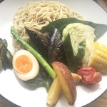 CAFE&SHOP Lotus Land - 2019/07/14  週替りおまかせセット 550円 ・冷やしつけ麺 ・味玉子 ・野菜のオーブン焼き ・トマト丼