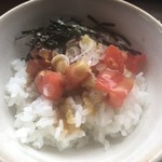 カフェアンドショップ ロータスランド - 2019/07/14  週替りおまかせセット 550円 ・冷やしつけ麺 ・味玉子 ・野菜のオーブン焼き ・トマト丼
