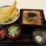 かつてん - 塩天丼(大盛)+ミニそばセット