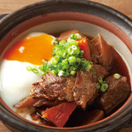 Slowly stewed Miyazaki beef tendon served with warm egg