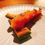 QUINDI - シチリアのメロンとゴルゴンゾーラ。こっそり白胡椒でアクセント。