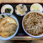 Shinano ya - かけそばとミニトンカツ丼のセット（800円）