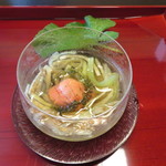 日本料理 きた川 - 茄子素麺　根室雲丹　海ぶどう