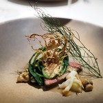 牛タン　白バイ貝　エノキ　フヌイユ　レモンコンフィ　セミドライトマト
