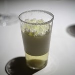 レストランエール - ヨーグルトソルベ　バジルのジュレ　アンニンの泡　ライチ