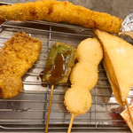 Kushikatsu Tanaka - 串カツ牛 120円 生麩  200円 もち 150円 はんぺん 150円 アスカツ（ドラマ ノーサイドゲームコラボ）300円