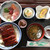 金彦魚店 - 150gのうなぎ定食1,100円と、1,000円分の刺身盛合せ。