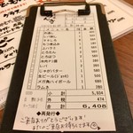 h Kinshichou Motsuyaki Nonki - 今日のお会計