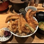 日本橋 天丼 金子半之助 - 天重 松(穴子)と味噌汁＋鱚