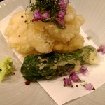 鳥田中 - 愛知県産の鱧と京都山科の唐辛子の天ぷら