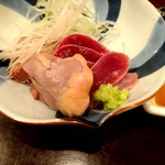 鳥田中 - タタキ３種（ハツと砂肝とレバー）