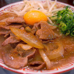 肉ばかラーメン　なおじ - 肉バカラーメン 生姜焼き ライス付き（700円）