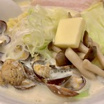 らーめん月の兎影 - 豆乳潮ラーメン(¥950) 満月(味玉)→半ゆでキャベツ変更