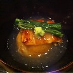 煮物: じゃが芋饅頭と穴子の餡かけ