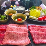 Tsukiji Sukiyaki No Wakamatsu - 13,000円「”A5松阪牛・赤身短角和牛・A5ブランド和牛”の3種食べ比べコース