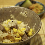 祇園 にし - ミスジととうもろこしの釜飯