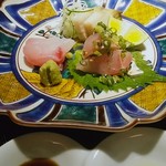 赤坂 渡なべ - お造り：鮑　鯵　アマダイ