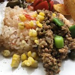 カフェアンドショップ ロータスランド - 2019/07/17
      今週のおまかせ 550円
      【夏野菜たっぷり！アジアンプレート】
      ・トマトライスと大豆ミートそぼろ
      ・目玉焼き
      ・大なすの厚切りステーキ
      ・ピリ辛ポテトフライ
      ・オニオンスープ