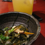 竹富島 - お通しとシークヮーサーサワー