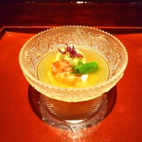 馳走なかむら - 焼なす、伏見とうがらし、ずんだ、車海老、出汁ジュレ