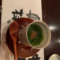 たでの葉 - 冷たい茶碗蒸しのオクラ刻みのせ。