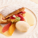 Seasonal dessert (strawberry mille-feuille)