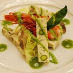 ラ・メール ザ クラシック - 前菜「鮑テリーヌ 車海老添え ハーブ風味のドレッシング」