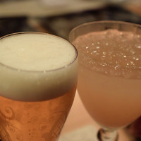 霞庭 まつばら - プレモル生と桃シャンパンで乾杯♪