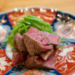 津軽割烹未来 - 2019.7 八甲田山黒牛のヒレステーキ 津軽平野ササゲ