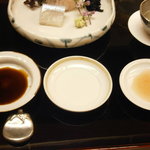 割烹 喜作 - お造りは、醤油・塩ポン酢・酒盗で