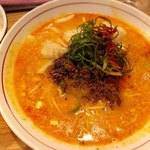 地球の中華そば - 担々そば(海老ワンタンを追加トッピング)、ご飯