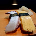 江戸っ子 - ランチのお寿司 タコ、玉子