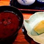 江戸っ子 - ランチの貝のお味噌汁、メロン
