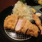 あげづき - 黒豚特上ロースかつの定食と車海老(才巻)フライ