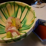 割烹 新多久 - 御造里…真はた 甘鯛 あしらい一式