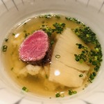 神楽坂 鉄板焼 中むら - フカヒレと神戸牛ヒレの出汁茶漬け