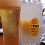 Kashiwabisutorobamban - 生ビール(カールスバーグ)(500円)/バンバンオリジナル超炭酸レモンサワー(大ジョッキ)(750円)