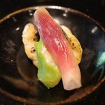 茅乃舎 - 鱸とミョウガ