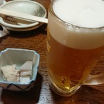 Yokohama Nishiguchi Izakaya Sagami - お通し、ビール
