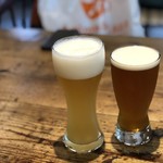 さかづき Brewing - 左:月の杯 ヴァイツェン 556円(税抜)
右:風月 ペールエール 500円(税抜)