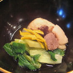 草喰 なかひがし - 1月北山のイノシシ、杓子菜、頭芋の揚げ団子