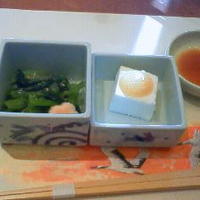 梅の花 横浜スカイビル店 - 先付けは菜の花辛し和えと嶺岡豆腐