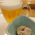 尾州鮨 - ビールと通し(324円)