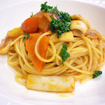 Lot - 2012/jan お魚ランチ：赤黄ピーマンとヤリイカのアラビアータ