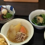 ささら - たこぶつ 肉じゃが 小松菜おひたし