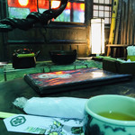 いろり山賊 - ☆本日は店内の囲炉裏端の席へ♪(外の席が良かったのですが、本日は生憎の雨模様^^;)