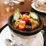 銀座ろくさん亭 - 強肴。鮑のバーニャカウダ、肝ソース。